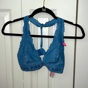 Victoria’s Secret PINK halter lace bralette (blue)